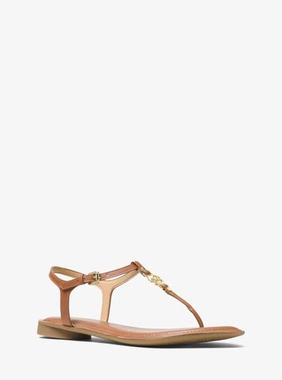 Michael Kors Leather Bethany Thong Sandals Cognac